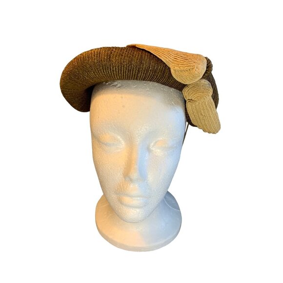 Norman Durand Ladies Brown Metallic Hat Sz 22 Vintage - Picture 1 of 16